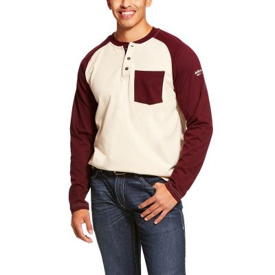 Ariat FR Baseball - Henley Beige / Bordeaux Heren - 29720-865